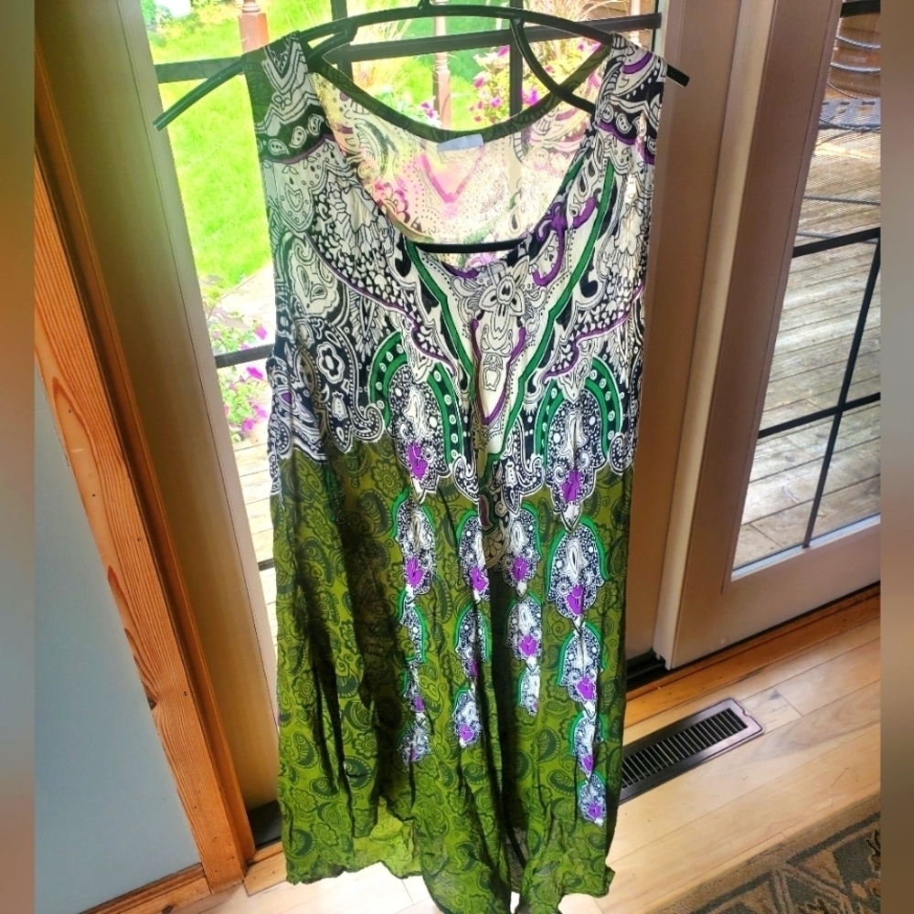 ASHA Colorful Vneck Boho Sleeveless Sz. XL Dress